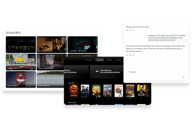 Witbe AI-powered QA test automation with Virtual NOC mosaic, streaming interface, and natural language scenario creation.