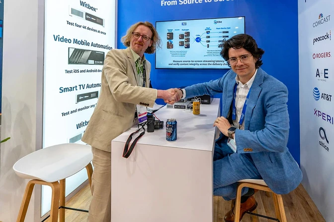 Mathieu Planche with Faultine for an interview at NAB Show 2025