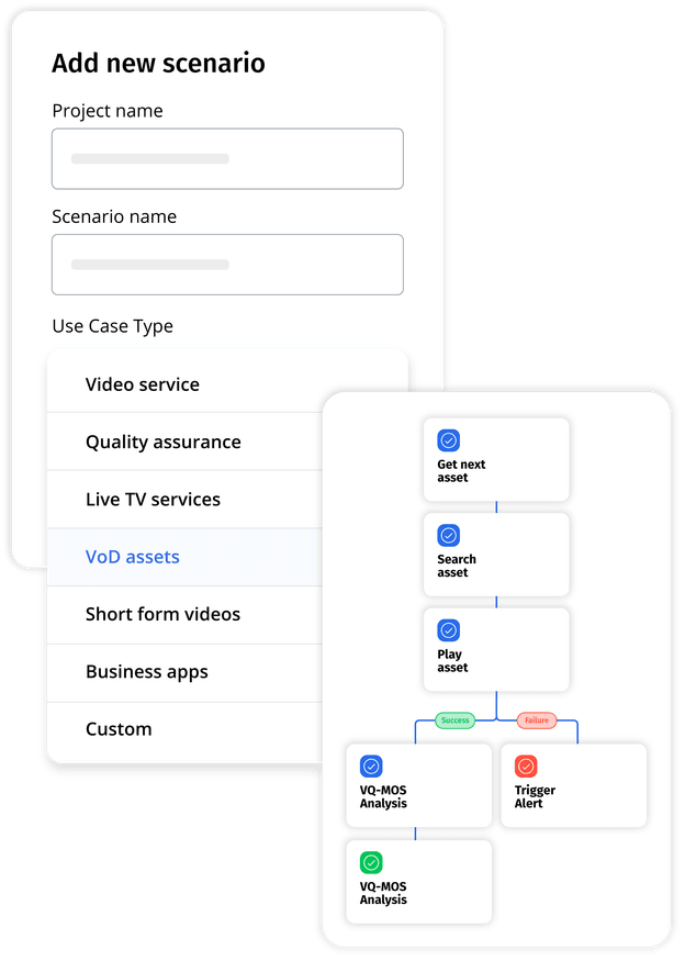 Witbe automated testing interface for building and customizing test scenarios with scripting and AI-driven automation.